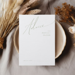 Carte Conseil Script Whimsical   Mariage vert Sage