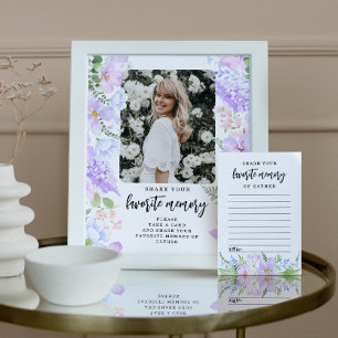 Carte Conseil Soft Purple Petals Funeral Partager un panneau mém