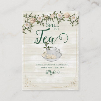Carte Conseil Spill the Tea Bridal Shower Flat Advice Card