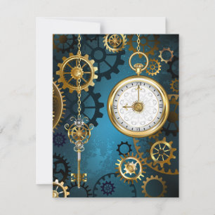 Carte Conseil Steampunk Arrière - plan turquoise avec Gears