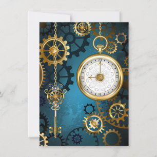 Carte Conseil Steampunk Arrière - plan turquoise avec Gears
