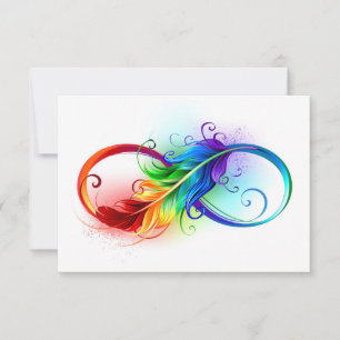 Carte Conseil Symbole d'infini avec plume arc-en-ciel
