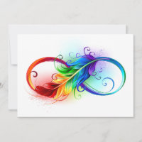 Symbole d'infini avec plume arc-en-ciel