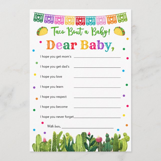 Carte Conseil Taco Baby shower Wives for Baby, Taco Bout (Devant)