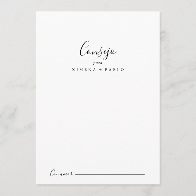 Carte Conseil Tarjeta de Consejos Boda Española (Devant)