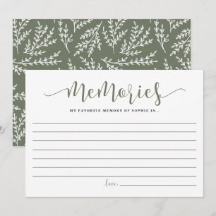 Carte Conseil Taupe Green Script Mémoire préférée de la mariée