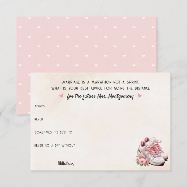 Carte Conseil Thème de coureur Basket rose Floral Mariage Consei (Devant / Derrière)