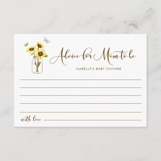 Carte Conseil Tournesols sur Mason Jar Eh bien veut que maman so (Devant)