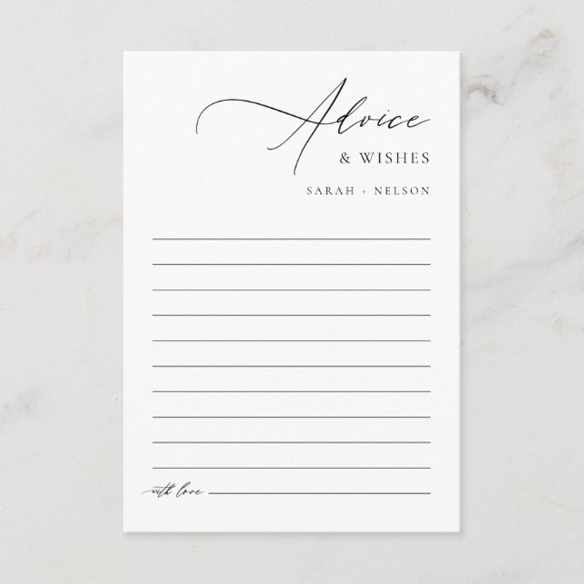 Carte Conseil Un Mariage Élégant Et Moderne (Devant)