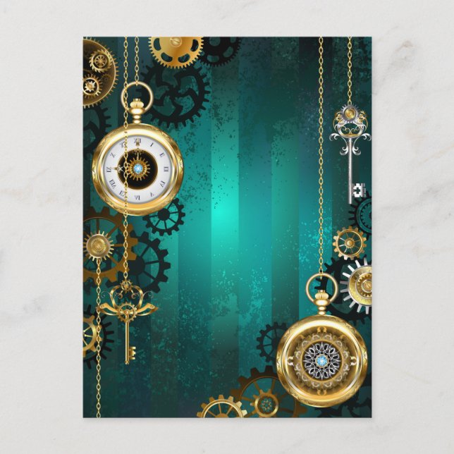 Carte Conseil Veille bijoux Steampunk sur un Arrière - plan vert (Devant)