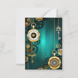 Carte Conseil Veille bijoux Steampunk sur un Arrière - plan vert