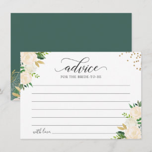 Carte Conseil Vert d'ivoire or fleurie Verdure Mots de