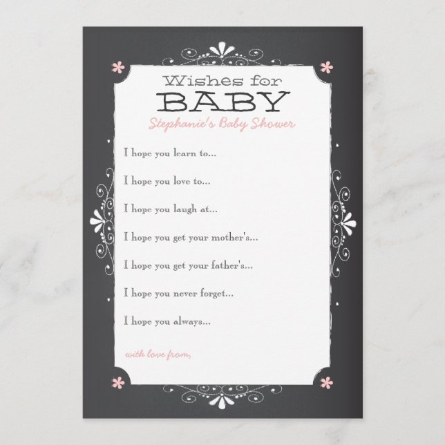 Carte Conseil Vintage Chalkboard Wings for Baby shower Card (Devant)