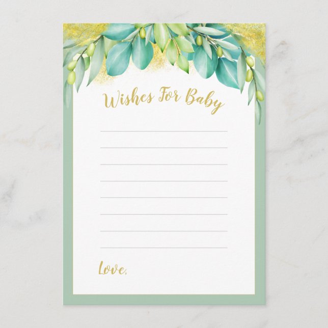 Carte Conseil Voeux baby showers pour bébé Eucalyptus Feuilles (Devant)