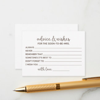 Carte Conseil Vœux de bonheur pour la future mariée