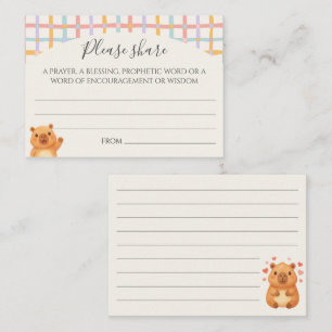 Carte Conseil Vœux de prière pour baby shower avec un capybara m
