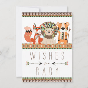Carte Conseil Voeux tribaux pour le Baby shower de tigre Lion Fo