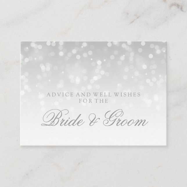 Carte Conseil Wedding Advice Card Silver Bokeh Sparkle Lights (Devant)