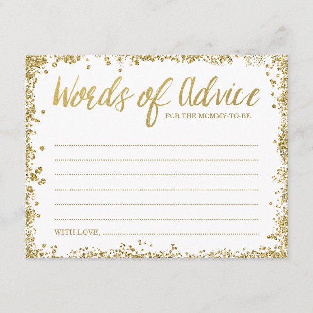 Carte Conseil White Gold Faux Parties scintillant Mots de consei (Devant)