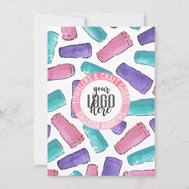Carte Conseils d'entretien de l'aquarelle rose Turquoise (Devant)