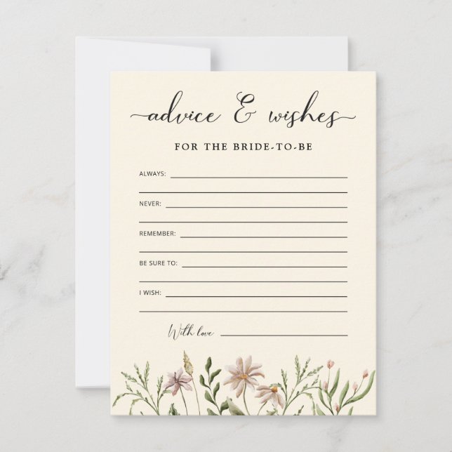 Carte Conseils et vœux de mariage pour une mariée champê (Devant)