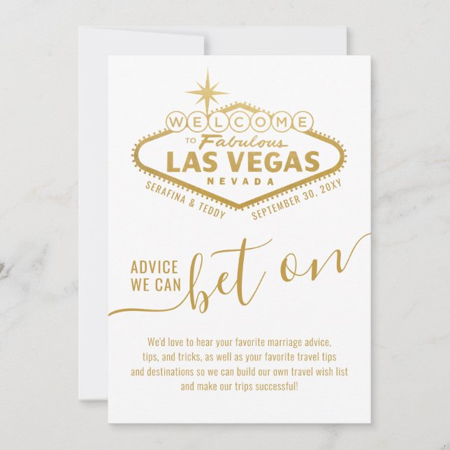 Carte Conseils pour parier sur Las Vegas Thème Voeux & C (Devant)