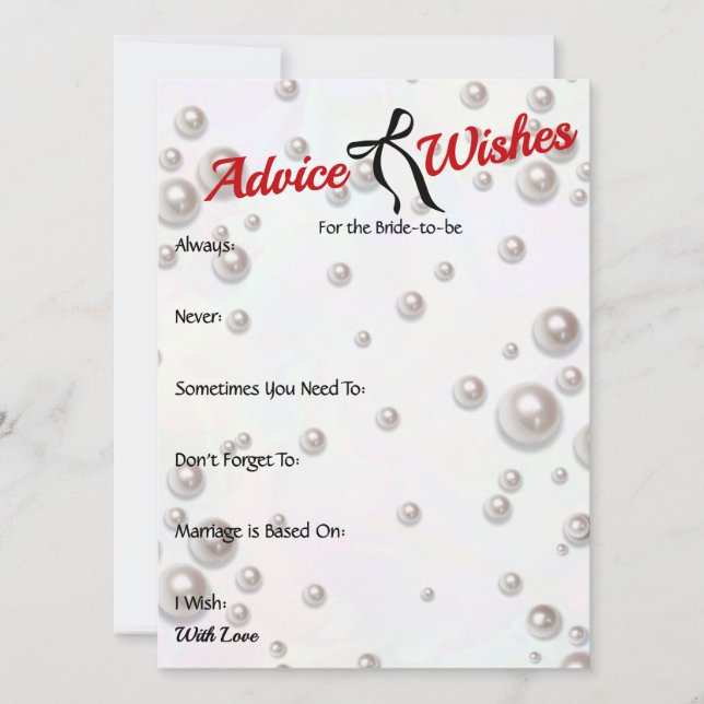 Carte Conseils & Wis Bridal douche Arc perle (Devant)