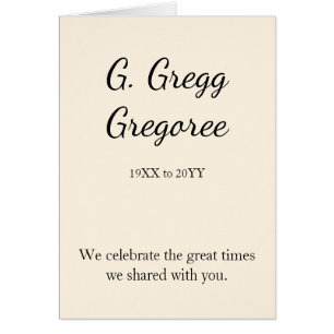 Carte conservatrice et simple de funérailles