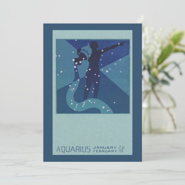 Carte Constellation Aquarius, Astrologie Vintage Zodiaqu (Debout devant)