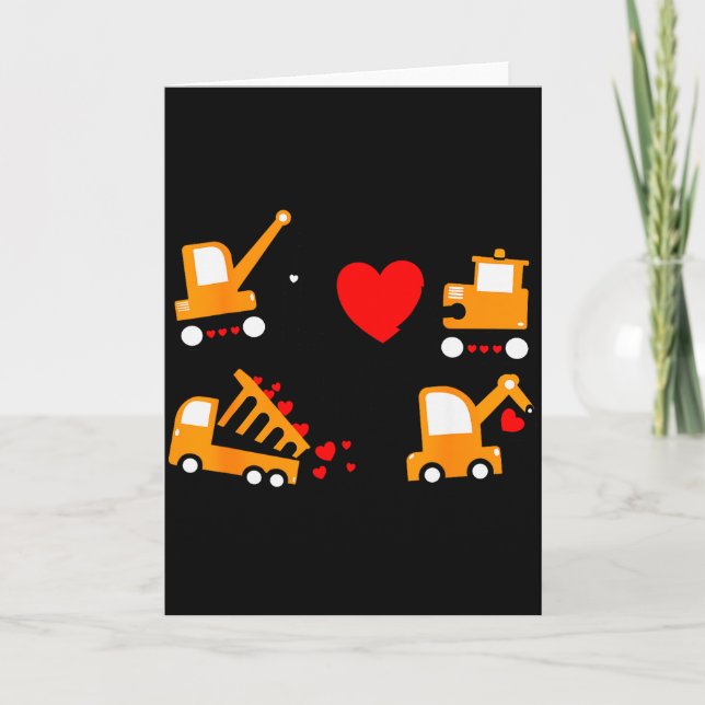 Carte Construction Dump Truck Valentines Day Of Lover Ki (Devant)