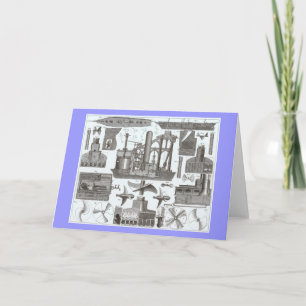 Carte Construction vintage de bateaux à vapeur 1850