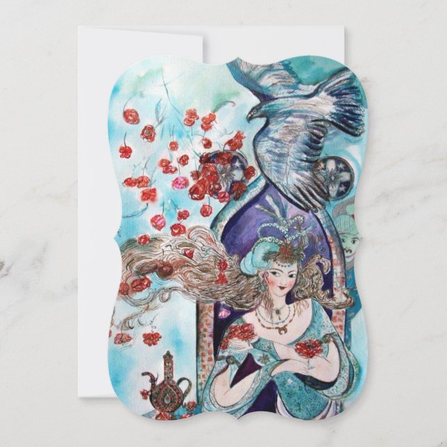 Carte CONTE DE FÉE TURC Paillettes Or Bleu Turquoise (Devant)