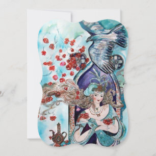 Carte CONTE DE FÉE TURC Teal Blue Gold Sparkles