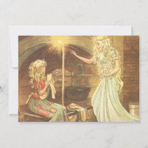 Carte Conte de fée vintage, Cendrillon et mère de fée