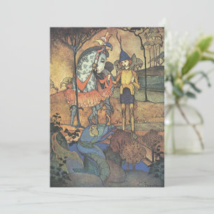 Carte Conte de fées vintage, un chevalier courageux et d