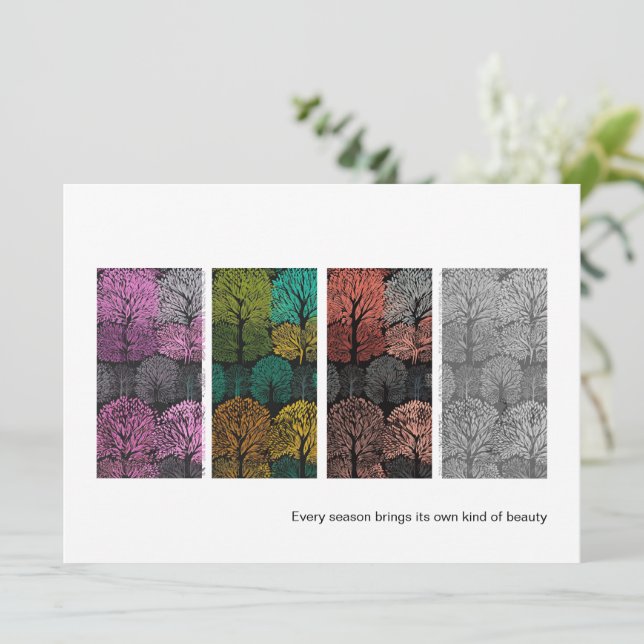 Carte Contemporaine Design Quatre Saisons Arbres (Debout devant)