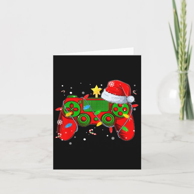 Carte Contrôleur de jeu vidéo Noël Santa Hat Gamer Bo (Devant)