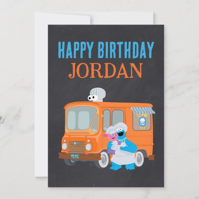 Carte Cookie Monster Chalkboard Food Truck Anniversaire (Devant)