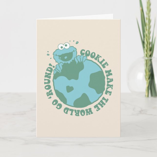 Carte Cookie Monster | Les cookies font tourner le monde (Devant)