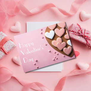 Carte Cookies en forme de cœur sur fond rose Saint-Valen