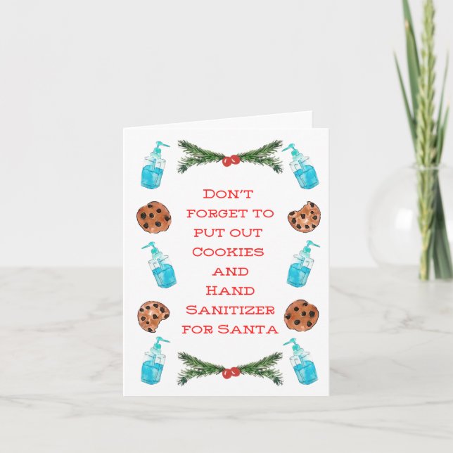 Carte Cookies et désinfectant pour Père Noël (Devant)