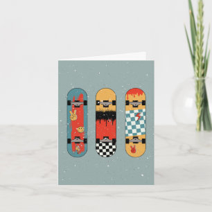Carte Cool bleu Retro Skateboard