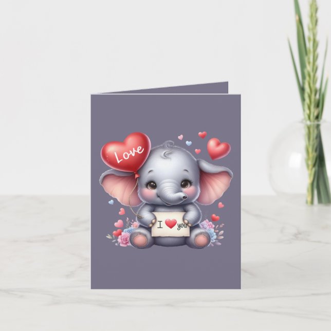 Carte Cool éléphant amour ajouter un message (Devant)