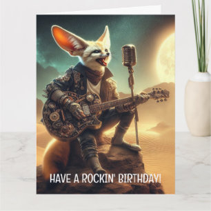 Carte Cool Fennec Fox Rocks Guitare acoustique dans le d