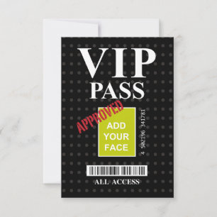Carte Cool fun noir et blanc personnalisable VIP Pass...