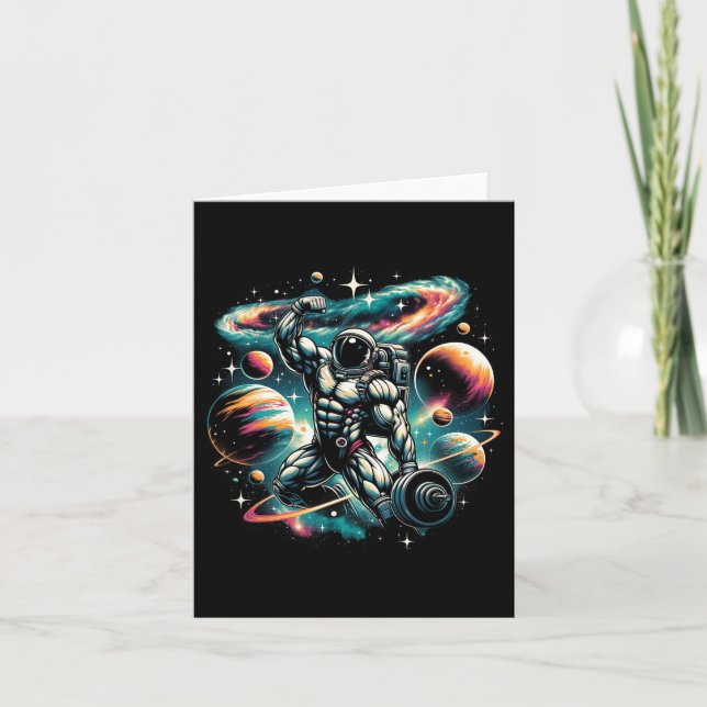 Carte Cool Galaxy Bodybuilder Astronaut Sur La Construct (Devant)