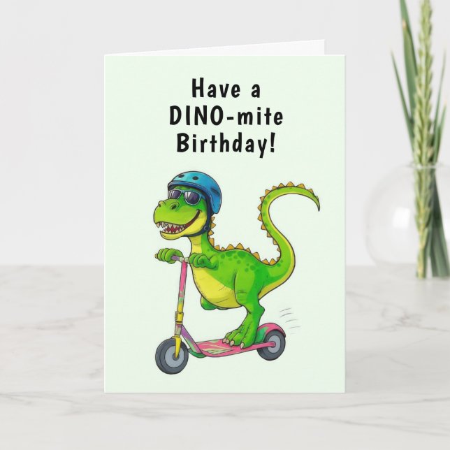 Carte Cool Green Dinosaur Anniversaire (Devant)