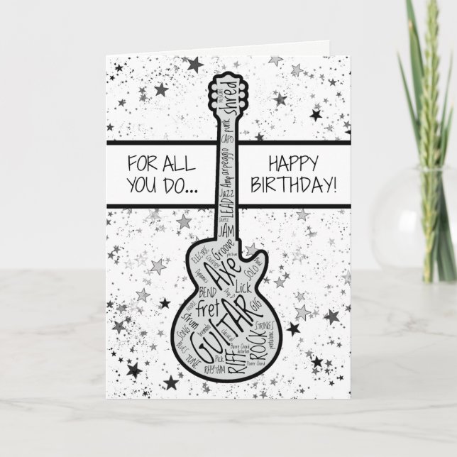 Carte Cool Guitare Musicien Rocker Guitariste Anniversai (Devant)