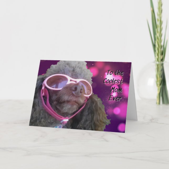 Carte Cool Maman Poodle Bonne Fête des mères (Devant)