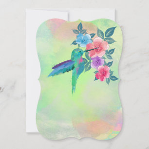 Carte Cool mignon couleurs vives aquarelles colibri flor